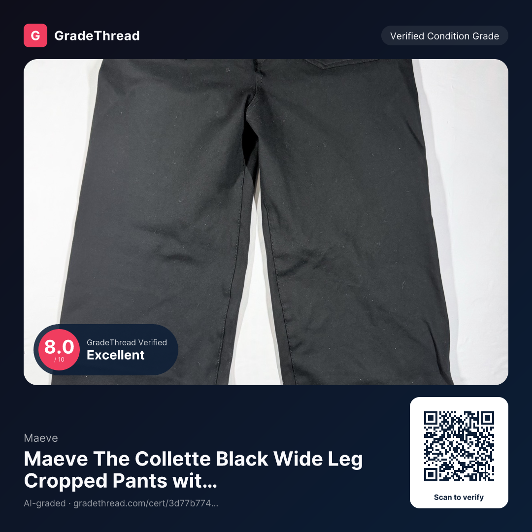 Graded photo — Maeve The Collette Black Wide Leg Cropped Pants with Cuffed Ankle Pockets, condition grade 8.0